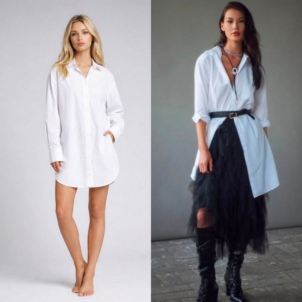 Anthropologie Undiscovered Eye Oversized White Poplin Pullover Tunic Dress NEW